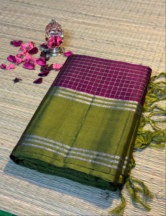 Molkalmuru Royal Wine Pure Handloom Silk Saree